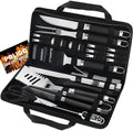 POLIGO 29 PCS BBQ Grill Accessories Stainless Steel BBQ Tools Grilling Tools Set with Storage Bag for Fathers Day Dads Birthday Presents - Camping Grill Utensils Set Ideal Grilling Gifts for Men Black by POLIGO