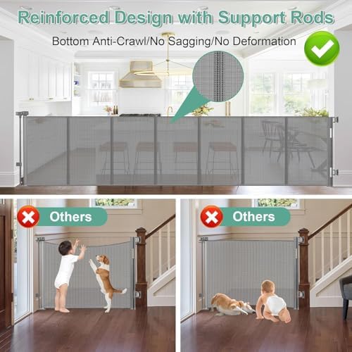 Reinforced 37" Tall x 195" Extra Wide Baby Gates for Large Openings, Gray - Image 5