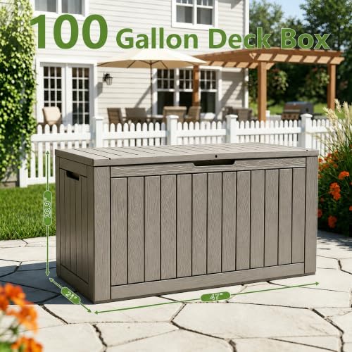 KAMABOKO 100 Gallon Outdoor Storage Box Waterproof Deck Box for Patio - Image 2