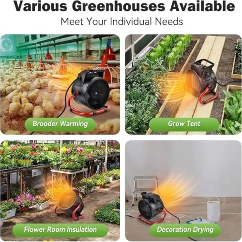 Greenhouse Heater with Thermostat, Auto Power Control with Digital Temperature Display, Fast Heating, Overheat Protection, Electric Heater for Grow Tent, Greenhouse, Flower Room, Patio - Image 6