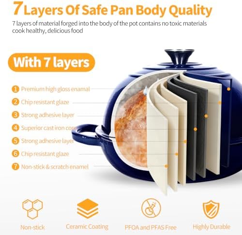 6QT Enameled Cast Iron Dutch Oven For Sourdough Bread Baking - Image 5