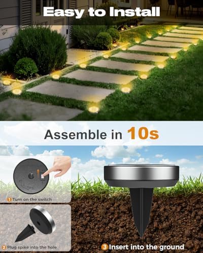 btfarm 30 Pack Solar Lights Outdoor Waterproof, 8 LED Solar Ground Lights - Image 4