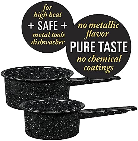 Granite Ware Saucepan Set, 1 Qt & 2 Qt - Speckled Black, Set of 2 - Image 4