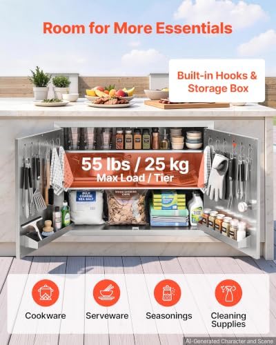 VEVOR Outdoor Kitchen Drawers, 30"W x 20"H x 20"D, Cabinet/Trash/Door/Combo - Image 4