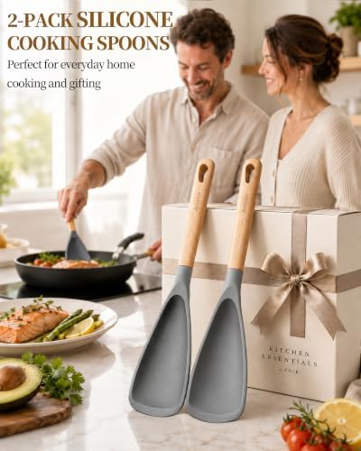 Astercook Cooking Spoon, 2 Pack, Nonstick Safe Silicone Spatula - Image 2