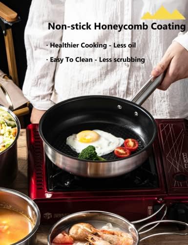 CompactKit Camping Cookware Set Stainless Steel Pots and Pan with Detachable Handle and Oxford Cloth Bag, for 4-8 Mess Kit with Utensils for Camp Kitchen, Picnic, BBQ, Traveling, Emergency - Image 4