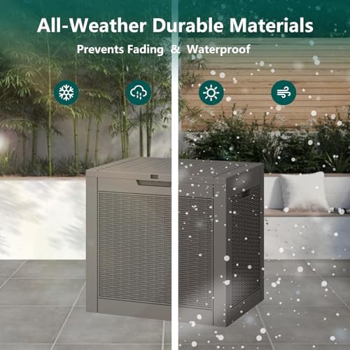 KAMABOKO Outdoor Storage Box, 30 Gallon Deck Box Outdoor Waterproof Small - Image 3
