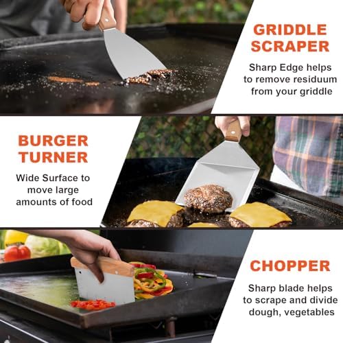 Joyfair 8Pcs Griddle Spatula Accessories for Blackstone, (Wooden Handles) - Image 3