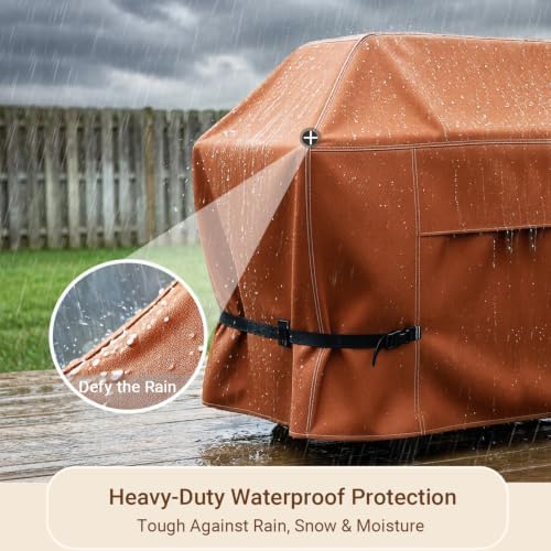 NettyPro Grill Cover for Outdoor Grill 56 Inch Waterproof Heavy Duty, Brown - Image 4