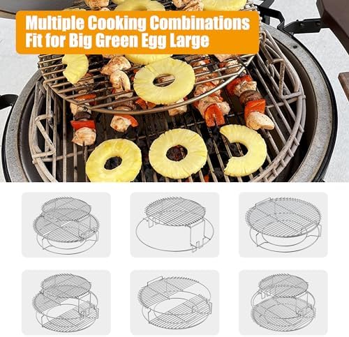 BBQ-PLUS Expander Rack Replacement Kit for Large Big Green Egg,Heavy Duty Stainless Steel 3 Tier 5 Piece Grill Basket Accessories with Removable Cooking Rack System Large - Image 6