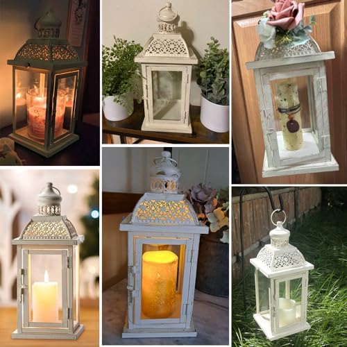 NEEDOMO 14.4" Lanterns Decorations Indoor, Hanging Candle Lantern Outdoor, Vintage Large Lantern Decor with Clear Glass, Metal Candle Holder for Home, Table, Patio, Rustic Farmhouse Wedding, Christmas - Image 4