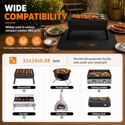 31 x 24 Inch Heat Resistant Mats for Countertop and Tabletop Grill, 2MM - Image 6