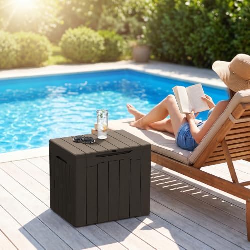 Greesum 33 Gallon Resin Deck Box All Weather Outdoor Storage Boxes, Dark Brown - Image 6