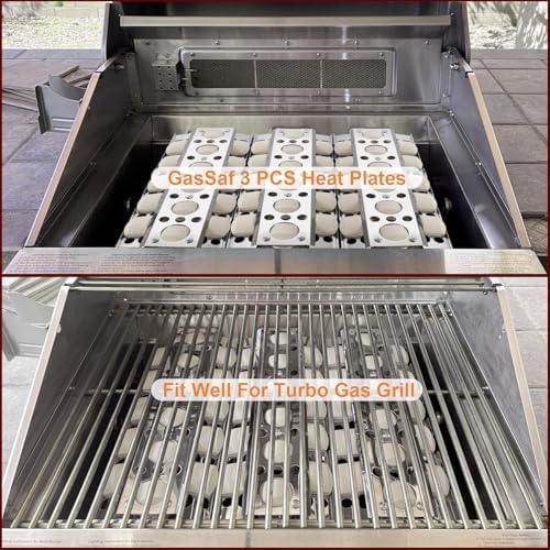 GasSaf Heat Plate for Select Turbo Gas Grill Replacement Parts, 16.5 inch Stainless Steel Briquette Trays for BBQ Galore Grand Turbo STS, Elite, Classic Grill Parts, 3-Pack Heat Trays(16 1/2 x 6 1/2) - Image 4