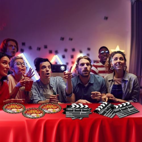 Egami 40pcs Movie Night Party Supplies,include 20 Dessert plate and 20 Napkin,Now Showing Birthday Plate Napkin Set，Used for Bridal Shower Birthday Party Decoration - Image 6