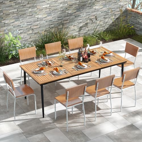 Tangkula 79" Acacia Wood Outdoor Dining Table, Rectangular Patio Table - Image 2