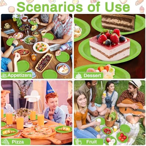 50 Pack Light Green Paper Plates 7" Round Disposable Green Tableware Set - Image 4