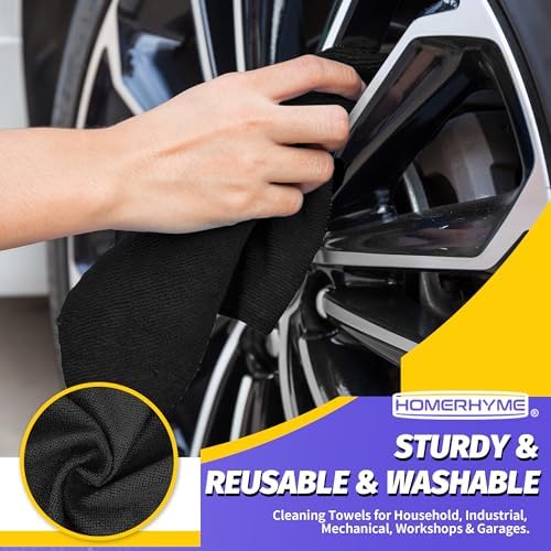 Microfiber Cleaning Cloth, 150 Pack Black Cleaning Rags Microfiber Towel Bulk Absorbent Lint-Free Wash Cloths, All-Purpose Towels for Cars, Shop, Automotive, Garage, Home & Kitchen - Image 3