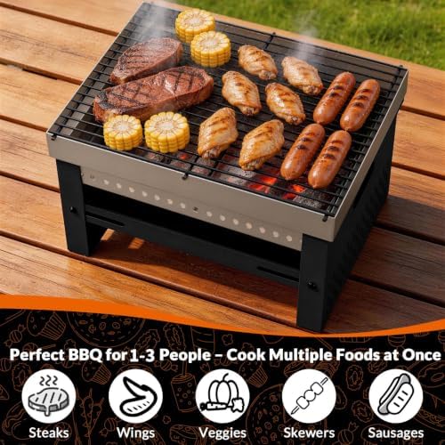 Portable Foldable Charcoal Grill, Small Tabletop Hibachi, Campact BBQ Grill - Image 6