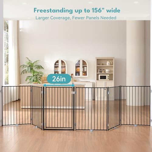 No Pawblems Freestanding Dog Gate with Door for Indoor & Outdoor, 36'' Tall - Image 3