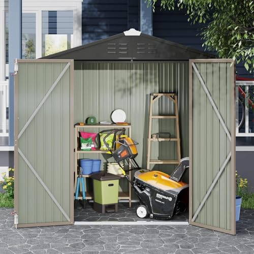 Devoko 6x4 FT Outdoor Storage Shed, Brown - Image 2