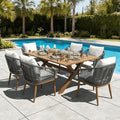 LayinSun 7 Pieces Outdoor Patio Dining Set, Aluminium Rectangular Dining Table and Wicker Rattan Chairs Set for Outside Backyard, Poolside by LayinSun