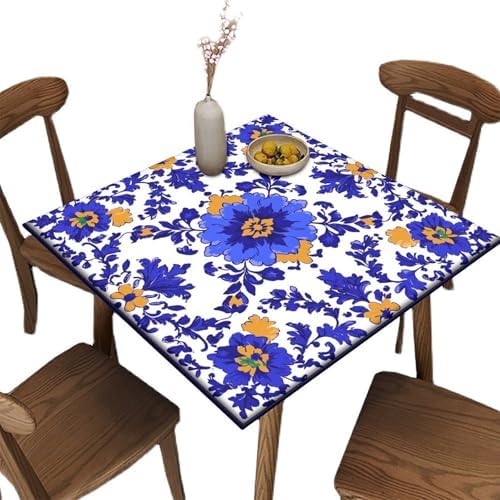 Square Table Topper, Mexican Talavera Pattern Printed on Oilproof Cover for Outdoor Table, Use for Weddings Baby Showers Events, Fit for 30" x 30" Square Tables by JRBSZMI2