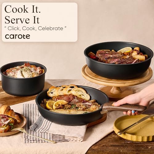 CAROTE 33pcs Pots and Pans Set Non Stick, Detachable Handle Cookware, Black - Image 4