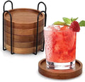 Wooden Coaster Set of 6 Coffee Table Decor Bar Cup Drink Coasters Holder by Renawe