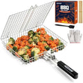 Grill Basket - Grill Baskets for Outdoor Grill, Stainless Steel Large Grilling Basket w Removable Handle, Portable Fish Grilling Rack for Grill Ideal Meat Fish Vegetables Grilling Accessories by AIZOAM