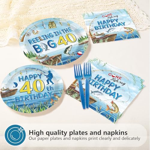 96Pcs Fishing 40th Birthday Party Decorations for Fisherman, Serves 24 - Image 3