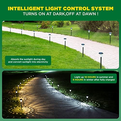 URAGO Super Bright Solar Lights Outdoor Waterproof-10 Pack, Dusk to Dawn Up to 12 Hrs Solar Powered Outdoor Pathway Garden Lights Auto On/Off, LED Landscape Lighting Decorative for Walkway Patio Yard - Image 4