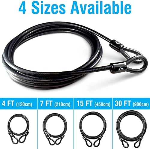 MARQUE Security Steel Cable - 3/8 inch (10 mm) Thick (4', 7', 15', 20' or 30') Vinyl Coated Braided Steel Cable with Double Sealed Looped Ends for U-Lock, Padlock, Disc Lock (15 FT) - Image 6