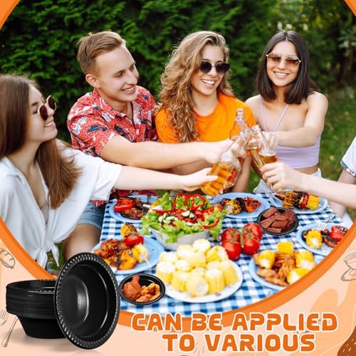 30 Pack 12 oz Black Disposable Plastic Bowls Dessert, Ice Cream, Salad, Soup Serving Cups for Party, Picnic, Food Snacks (Black) - Image 4