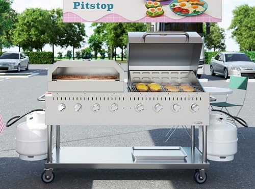 60 in. 8-Burner Commercial Outdoor Propane Gas Grill With 30 in. Roll Dome Cover and 30 in. Pizza Oven in Stainless-Steel, ETL Listed (CGKIT6-D30P30) - Image 4