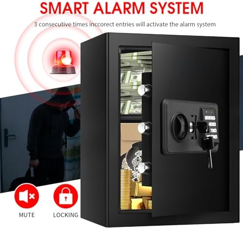 3.4 Cubic Home Safe Fireproof Waterproof, Fire Safe Box for Home with Digital Keypad, Key Lock and Alarm System, Anti-theft Security Safes Water and Fireproof for Document Medicine Money Valuables - Image 6