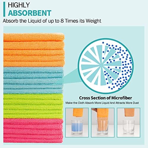 Microfiber Cleaning Cloth, 20 Pack Cleaning Rags, 12" x 12" Lint Free Shop Towels, Washable Reusable Microfiber Towels for Cars Kitchen Automotive House Office - Image 3