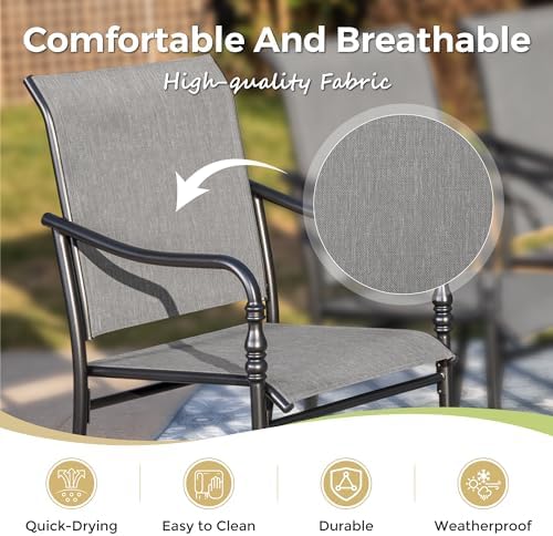 MIXPATIO 7pc Patio Dining Set, 67" Rectangular Table, Textilene Chairs - Image 3