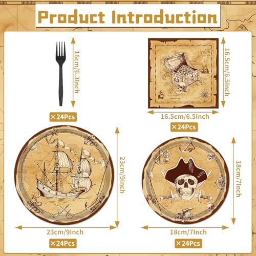 Gameza Pirate Party Decor 96PCS Plates Napkins Disposable Tableware Set - Image 2