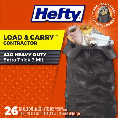 Hefty Heavy Duty Trash Bags, Large | 42 Gallon | For Contractors | 26 Count, Pack of 2 - Image 3