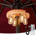 Wood Grain Patio Umbrella Light with Remote Control, Rechargeable Cordless LED Edison Bulbs Pole Light with 10 Brightness Levels for Garden, Patio, Backyard, Camping or BBQ (1 Pack) by OPOIRA