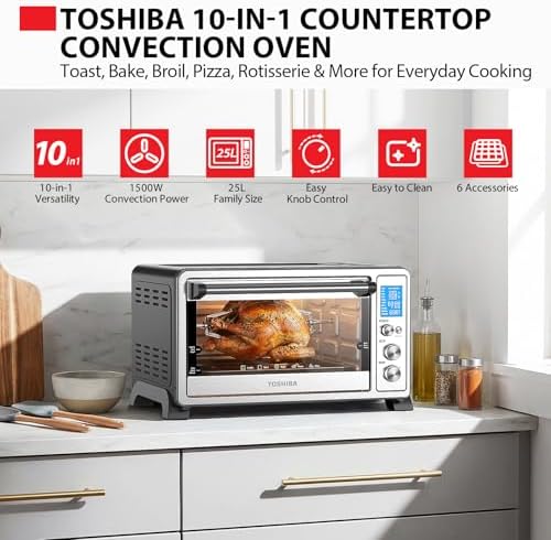 TOSHIBA 10-in-1 Convection Toaster Oven, 6-Slice Countertop Oven, 1500W - Image 2