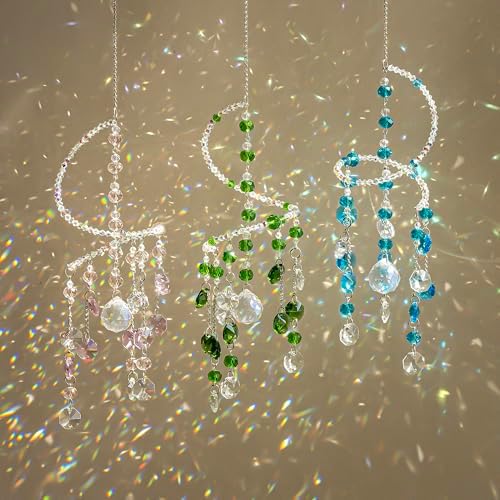 3 Pcs Crystal Suncatchers Wind Chimes, Spiral Sun Catchers Indoor Window by HDHYALINEDORA