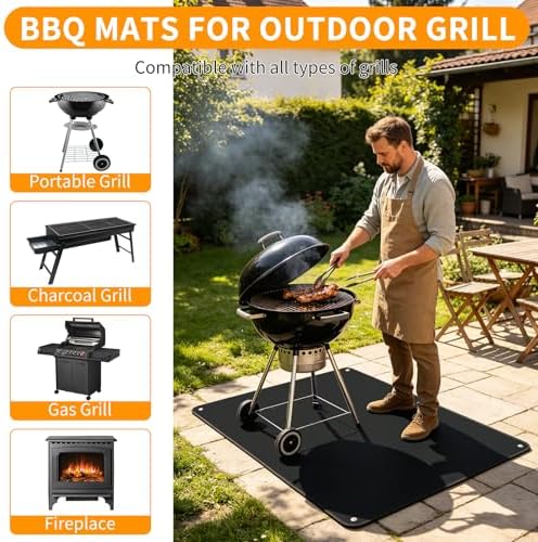 Easywave Under Grill Mat Heat Resistant, BBQ Fireproof Protector, Fireplace Floor Pad for Outdoor Grilling & Indoor Patio Waterproof Camping Mats Easy to Clean 70 x 48 Inch - Image 5