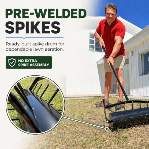 Manual Roller Lawn Aerator with Pre-Attached Spikes, Easy-to-Assemble - Image 5