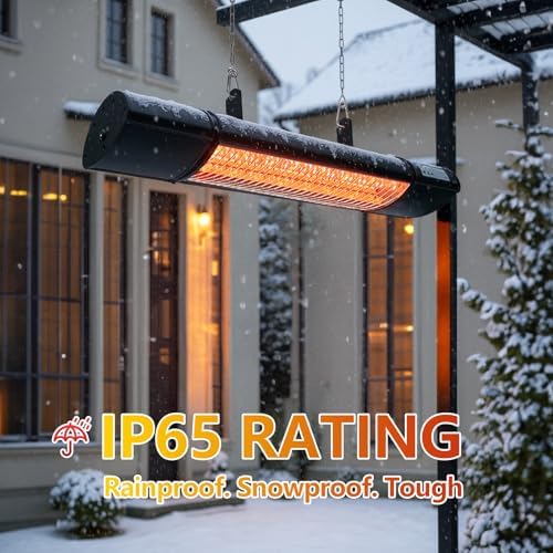 Hanging Patio Heater, Outdoor Electric Heater, Wall Mounted & Ceiling Infrared Garage Heater for Outdoor/Indoor Use, 1500W, Remote Control, Black - Image 5