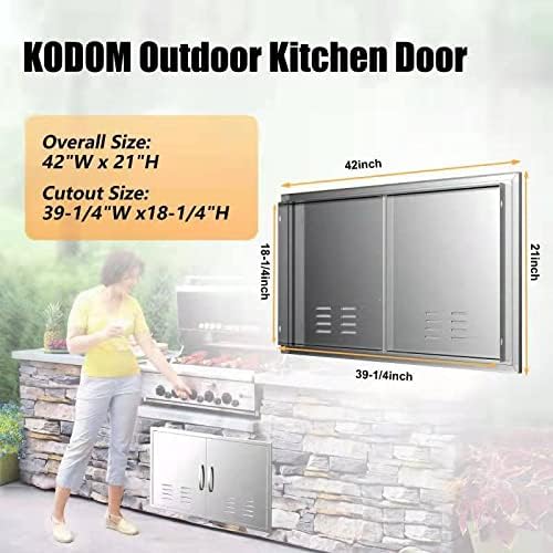Outdoor Kitchen Double Doors 42''W X 21''H with Vents Stainless Steel BBQ Access Door, Flush Mount for Outdoor Kitchen and BBQ Island - Image 2