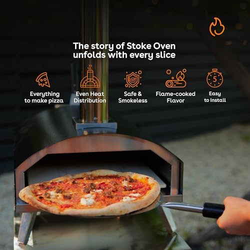 Stoke 16 Inch Outdoor Pizza Oven – Wood Pellet Portable Pizza Oven for Backyard, Camping, or Tailgating – Stainless Steel Multi-Fuel Oven with Pizza Stone & Accessories - Image 2
