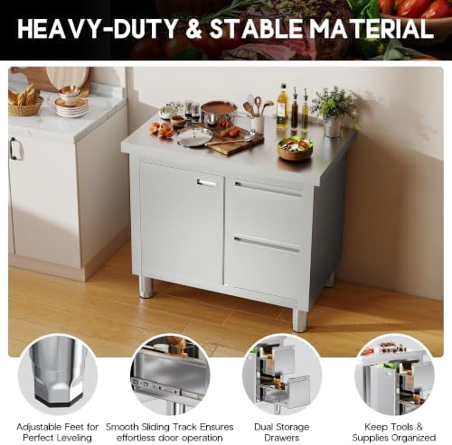 SPECRAFT 24x36 Inch Stainless Steel Cabinet Prep Table - Image 6
