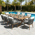 LayinSun 9 Pieces Outdoor Patio Dining Set, Aluminium Rectangular Dining Table and Wicker Rattan Chairs Set for Outside Backyard, Poolside by LayinSun